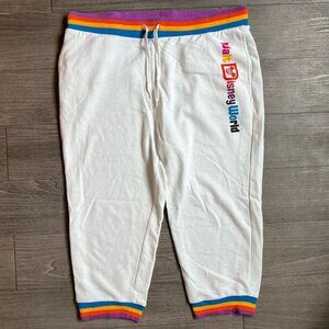 Walt Disney World Logo Rainbow Cropped Joggers Sweatpants Loungewear Size XL